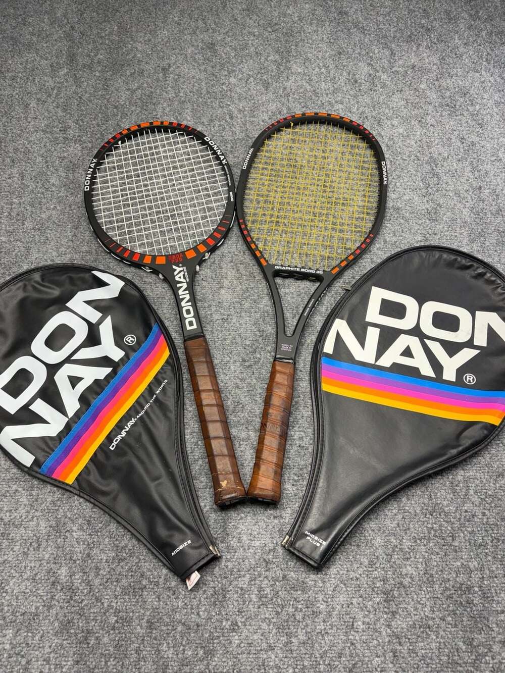 Vintage Donnay Borg Pro graphite Tennis Racket Lot of 2 with Cases
